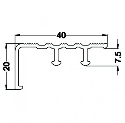 Aluminium Concrete Stair Nose 40 mm., 2.5 Meters